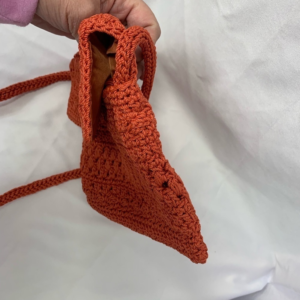 The Sak Crocheted Mini Soft Fully Lined Crossbody Shoulder Bag Orange - Picture 10 of 14